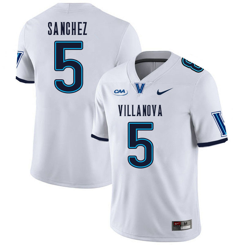 Men #5 Jaylan Sanchez Villanova Wildcats College Football Jerseys Stitched Sale-White